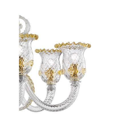 Imperial Venetian Rigadin Murano Glass Chandelier With Gold Trimming