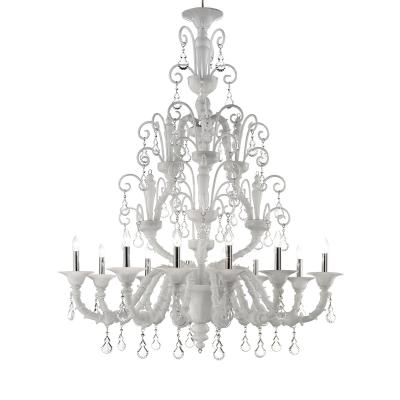 Imperial Venetian White Ca Rezzonico With Curls Murano Glass Chandelier