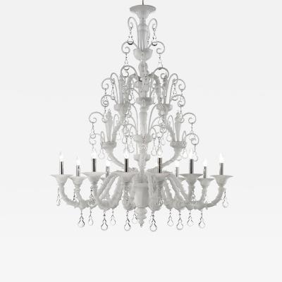 Imperial Venetian White Ca Rezzonico With Curls Murano Glass Chandelier 