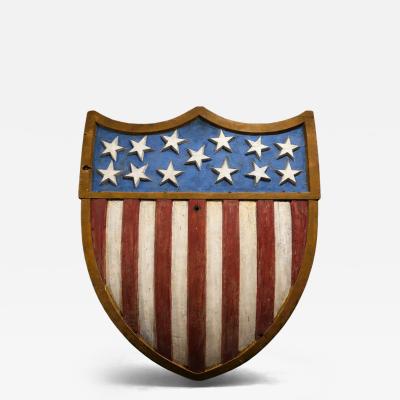 Important 1812 Carved Wood Battleship Shield 