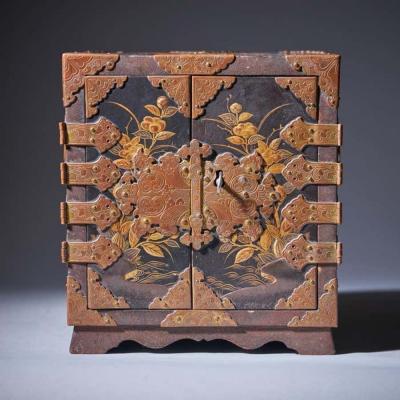 Important Early Edo Period 17th Century Miniature Japanese Lacquer Cabinet