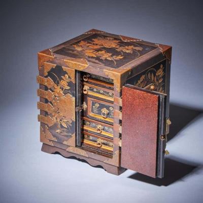 Important Early Edo Period 17th Century Miniature Japanese Lacquer Cabinet