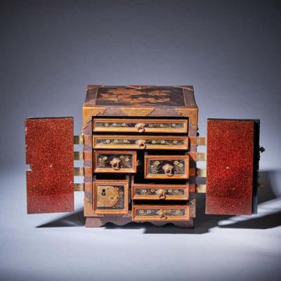 Important Early Edo Period 17th Century Miniature Japanese Lacquer Cabinet