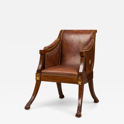 Important French Consulat Mahogany and Bronze Mounted Armchair