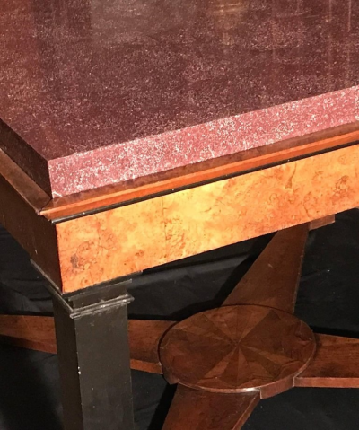 Important Italian Center Table with Imperial Porphyry Veneered Tabletop