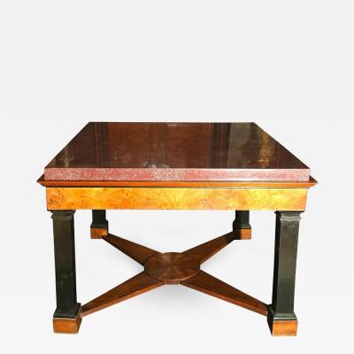Important Italian Center Table with Imperial Porphyry Veneered Tabletop