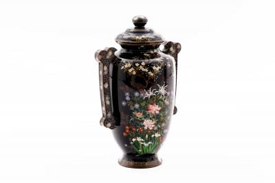Important Meiji Period Japanese Cloisonn Enamel Covered Jar by Miwa Tomisaburo