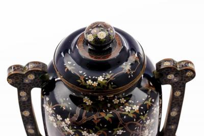 Important Meiji Period Japanese Cloisonn Enamel Covered Jar by Miwa Tomisaburo
