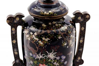 Important Meiji Period Japanese Cloisonn Enamel Covered Jar by Miwa Tomisaburo