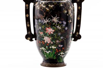 Important Meiji Period Japanese Cloisonn Enamel Covered Jar by Miwa Tomisaburo