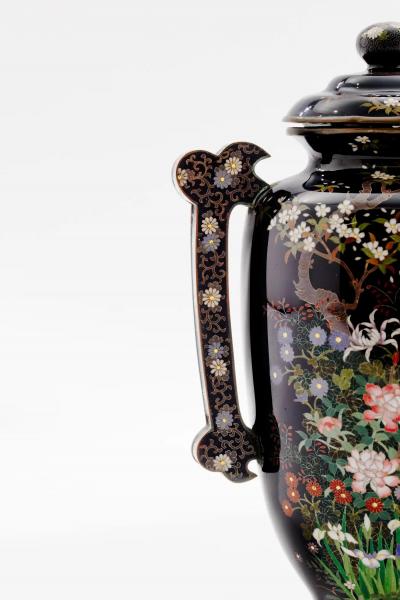 Important Meiji Period Japanese Cloisonn Enamel Covered Jar by Miwa Tomisaburo