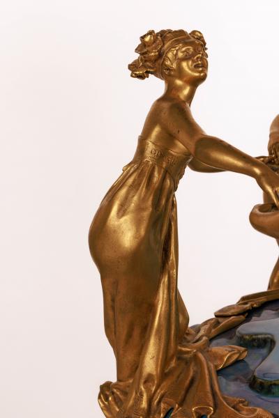 Important Monumental Art Nouveau Ormolu Mounted Ceramic Exhibition Vase