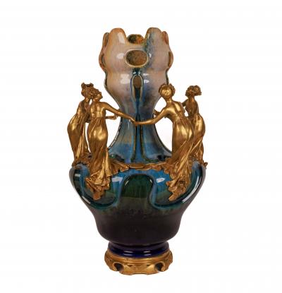 Important Monumental Art Nouveau Ormolu Mounted Ceramic Exhibition Vase