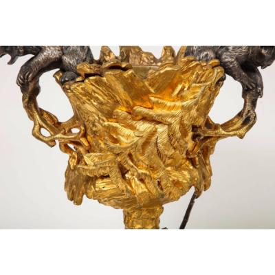 Important Ormolu and Silvered Bronze Figural Wine Cooler Possibly Russian 1860