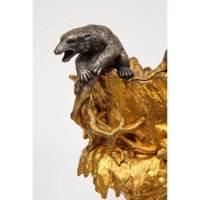 Important Ormolu and Silvered Bronze Figural Wine Cooler Possibly Russian 1860