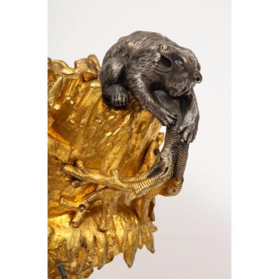 Important Ormolu and Silvered Bronze Figural Wine Cooler Possibly Russian 1860