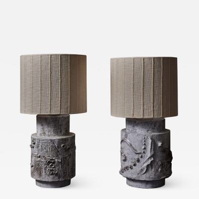 Important Pair of Ceramic Table Lamps