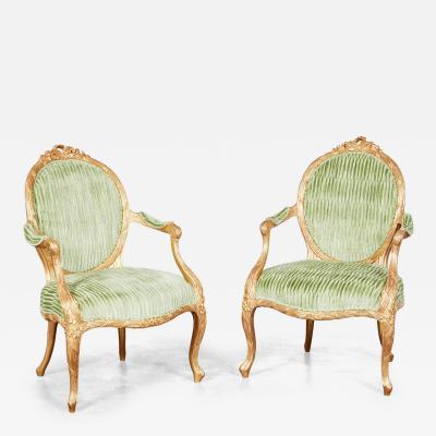 Important Pair of Georgian Gilt Armchairs