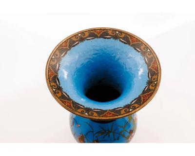 Important Pair of Japanese Cloisonn Enamel Vases Attributed to Got Seizabur 