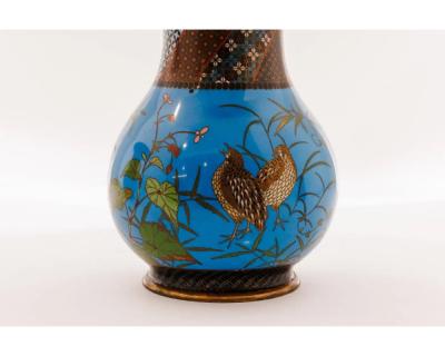 Important Pair of Japanese Cloisonn Enamel Vases Attributed to Got Seizabur 