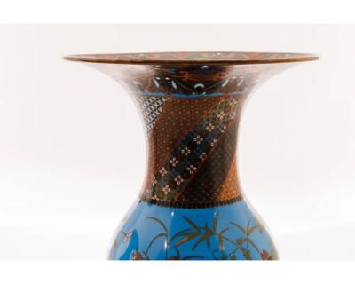 Important Pair of Japanese Cloisonn Enamel Vases Attributed to Got Seizabur 