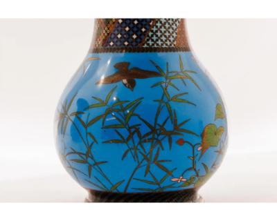 Important Pair of Japanese Cloisonn Enamel Vases Attributed to Got Seizabur 