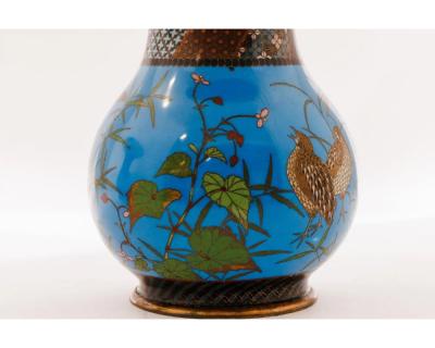 Important Pair of Japanese Cloisonn Enamel Vases Attributed to Got Seizabur 