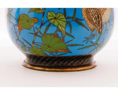 Important Pair of Japanese Cloisonn Enamel Vases Attributed to Got Seizabur 