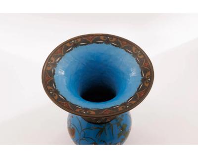 Important Pair of Japanese Cloisonn Enamel Vases Attributed to Got Seizabur 