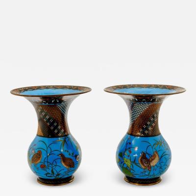 Important Pair of Japanese Cloisonn Enamel Vases Attributed to Got Seizabur 