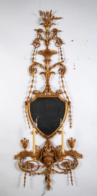 Important Pair of Late 19th Century Gilded Sconce Mirror Appliques
