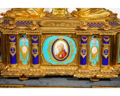 Important Rare French Ormolu Sevres Style Porcelain Jewelry Box on Bronze Table