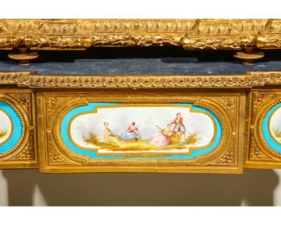 Important Rare French Ormolu Sevres Style Porcelain Jewelry Box on Bronze Table