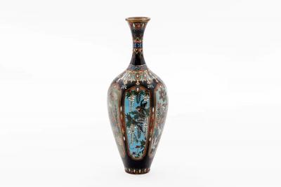 Important Set of Three Meiji Japanese Cloisonn Enamel Vases Signed by Ota