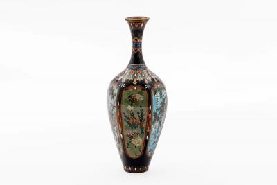 Important Set of Three Meiji Japanese Cloisonn Enamel Vases Signed by Ota