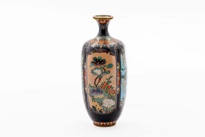 Important Set of Three Meiji Japanese Cloisonn Enamel Vases Signed by Ota