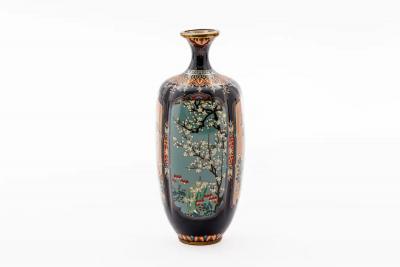 Important Set of Three Meiji Japanese Cloisonn Enamel Vases Signed by Ota
