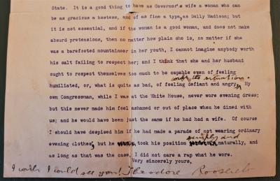 Important Teddy Roosevelt Letter of June 1911