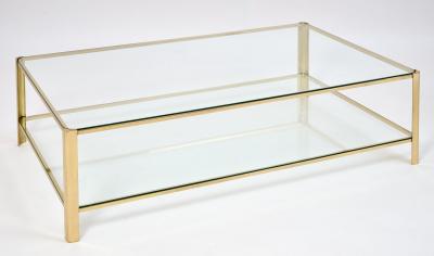 Important Two Tier Rectangular Bronze Coffee Table France 1970s