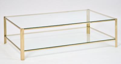Important Two Tier Rectangular Bronze Coffee Table France 1970s