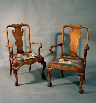 Important and Rare Pair of Chinese Export Padouk Wood Armchairs