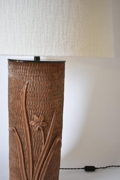 Important cylinder ceramic stoneware lamp 1950s 