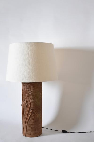 Important cylinder ceramic stoneware lamp 1950s 