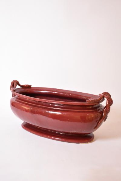 Important red ceramic planter bowl 1950s 