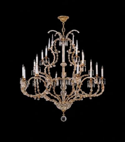 Imposing Gilt iron Crystal Basket form 25 light Chandelier
