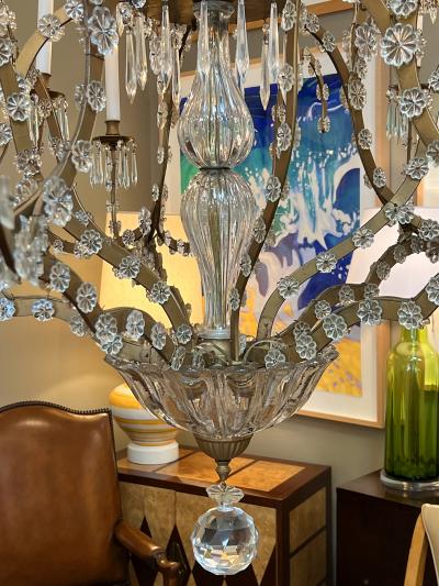 Imposing Gilt iron Crystal Basket form 25 light Chandelier
