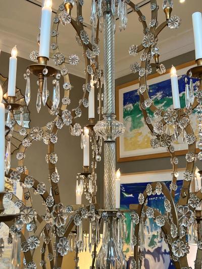 Imposing Gilt iron Crystal Basket form 25 light Chandelier