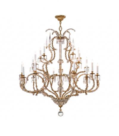 Imposing Gilt iron Crystal Basket form 25 light Chandelier