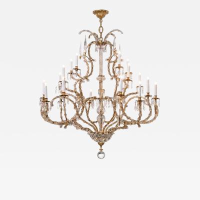 Imposing Gilt iron Crystal Basket form 25 light Chandelier