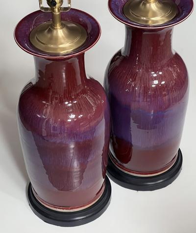 Imposing Pair of Chinese Oxblood Glazed Porcelain Lamps